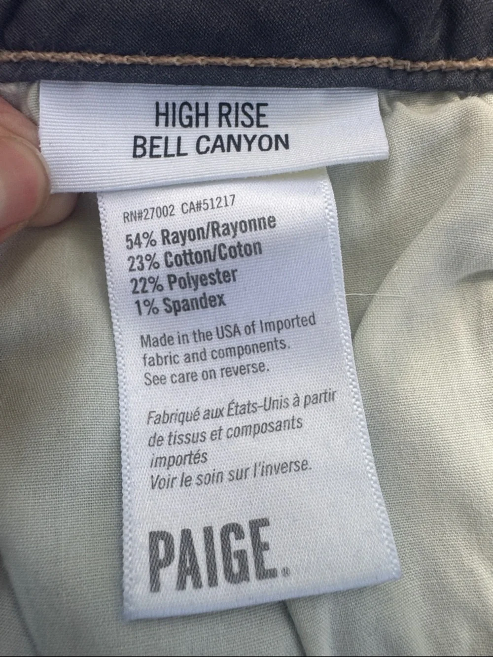 PAIGE High Rise Bell Canyon Flare Jeans Silas Destructed Size 27